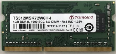 Transcend 4 GB DDR3L Desktop, Server RAM, 1600Mbit/s, SODIMM, 1.35V [TS512MSK72W6H-I]; 175-120