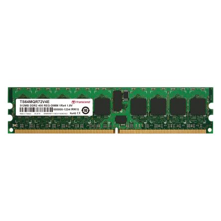 Transcend 512 MB DDR2 Server RAM, 400Mbit/s, RDIMM, 1.8V [TS64MQR72V4E]; 175-124