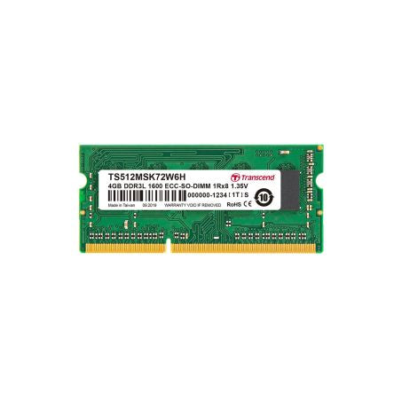 Transcend 4 GB DDR3L Desktop, Server RAM, 1600Mbit/s, SODIMM, 1.35V [TS512MSK72W6H]; 175-130