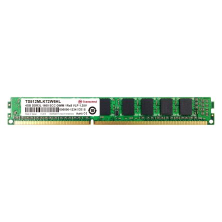 Transcend 4 GB DDR3L Desktop, Server RAM, 1600Mbit/s, UDIMM, 1.35V [TS512MLK72W6HL]; 175-149