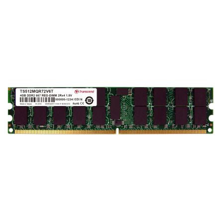 Transcend 4 GB DDR2 Server RAM, 667Mbit/s, RDIMM, 1.8V [TS512MQR72V6T]; 175-150