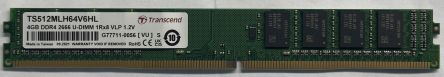 Transcend 4 GB DDR4 RAM, 2666Mbit/s, UDIMM, 1.2V [TS512MLH64V6HL]; 175-174