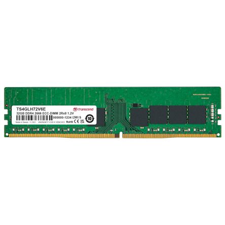 Transcend 32 GB DDR4 Desktop, Server RAM, 2666Mbit/s, DIMM, 1.2V [TS4GLH72V6E]; 175-175
