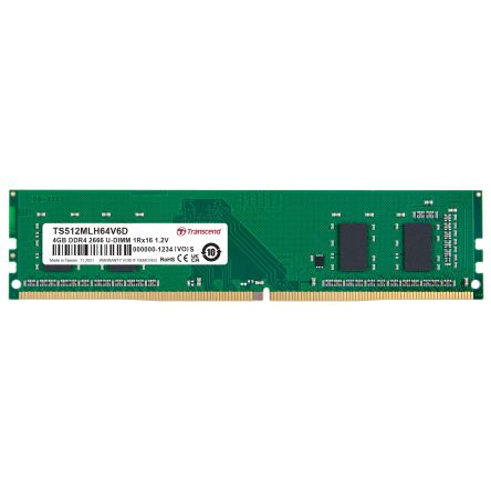 Transcend 4 GB DDR4 Desktop, Laptop RAM, 2666Mbit/s, UDIMM, 1.2V [TS512MLH64V6D]; 175-178