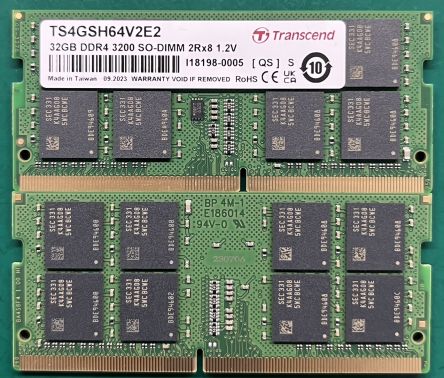 Transcend 32 GB DDR4 Desktop, Laptop RAM, 3200Mbit/s, SODIMM, 1.2V [TS4GSH64V2E2]; 175-197