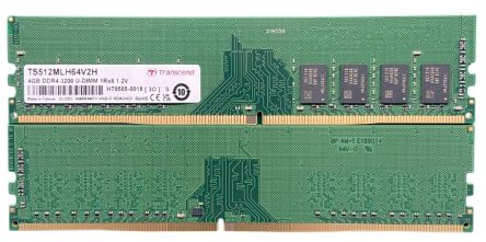 Transcend 4 GB DDR4 Desktop, Laptop RAM, 3200Mbit/s, UDIMM, 1.2V [TS512MLH64V2H]; 175-199