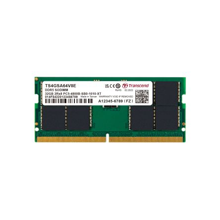 Transcend 32 GB DDR5 Server RAM, 4800Mbit/s, SODIMM, 1.1V [TS4GSA64V8E]; 175-204
