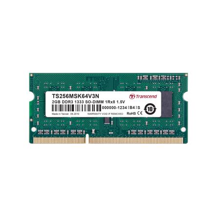 Transcend 2 GB DDR3 Desktop, Laptop RAM, 1333Mbit/s, SODIMM, 1.5V [TS256MSK64V3N]; 175-228