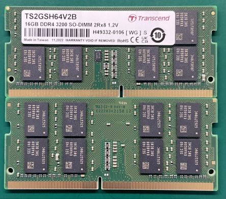 Transcend 16 GB DDR4 Desktop, Laptop RAM, 3200Mbit/s, SODIMM, 1.2V [TS2GSH64V2B]; 175-300