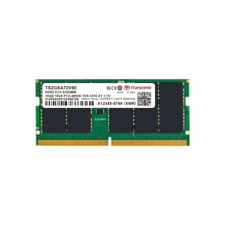 Transcend 16 GB DDR5 Desktop, Server RAM, 4800Mbit/s, SODIMM, 1.1V [TS2GSA72V8E]; 175-314