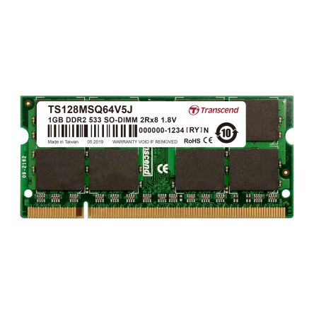 Transcend 1 GB DDR2 Desktop, Laptop RAM, 533Mbit/s, SODIMM, 1.8V [TS128MSQ64V5J]; 175-329