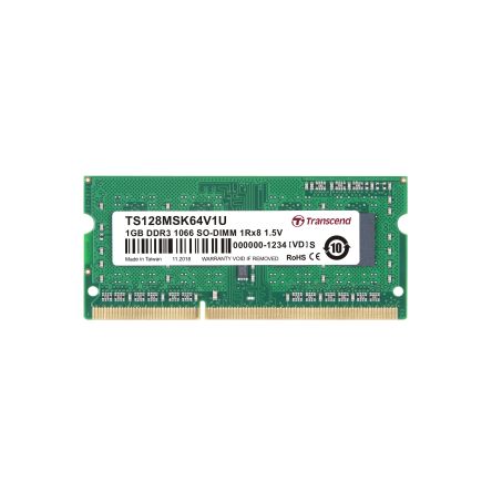 Transcend 1 GB DDR3 Desktop, Laptop RAM, 1066Mbit/s, SODIMM, 1.5V [TS128MSK64V1U]; 175-338