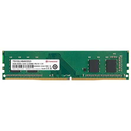 Transcend 8 GB DDR4 Desktop, Laptop RAM, 3200Mbit/s, UDIMM, 1.2V [TS1GLH64V2G3]; 175-352