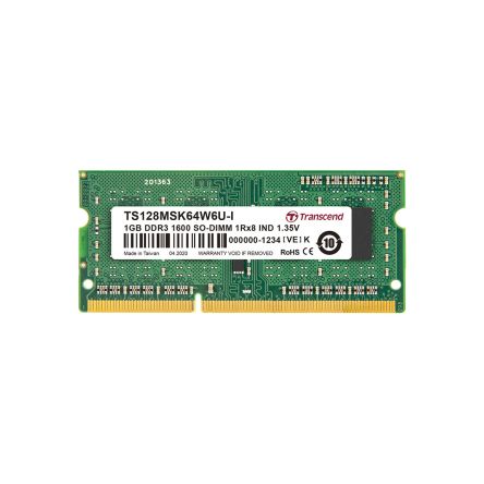 Transcend 1 GB DDR3L RAM, 1600Mbit/s, SODIMM, 1.35V [TS128MSK64W6U-I]; 175-415