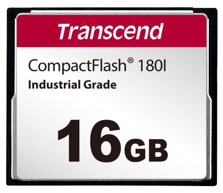 Transcend CF180I CompactFlash Industrial 16 GB MLC, SLC Compact Flash Card [TS16GCF180I]; 175-419