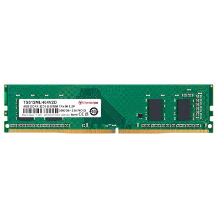 Transcend 4 GB DDR4 Desktop, Laptop RAM, 3200Mbit/s, UDIMM, 1.2V [TS512MLH64V2D]; 175-436
