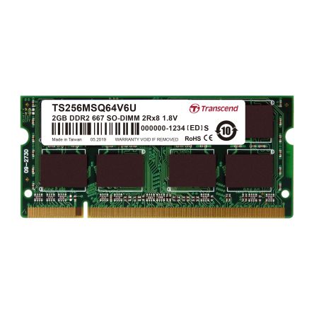 Transcend 2 GB DDR2 Desktop, Laptop RAM, 667Mbit/s, SODIMM, 1.8V [TS256MSQ64V6U]; 175-437