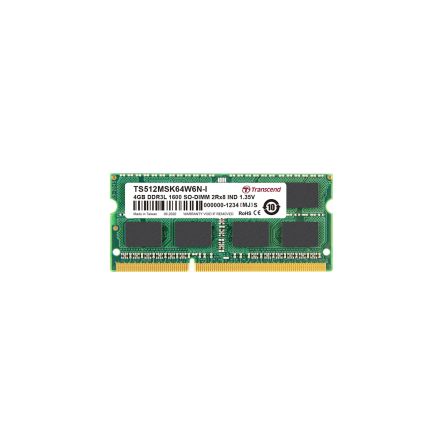 Transcend 4 GB DDR3L RAM, 1600Mbit/s, SODIMM, 1.35V [TS512MSK64W6N-I]; 175-442