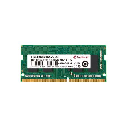 Transcend 4 GB DDR4 Desktop, Laptop RAM, 3200Mbit/s, SODIMM, 1.2V [TS512MSH64V2D3]; 175-447