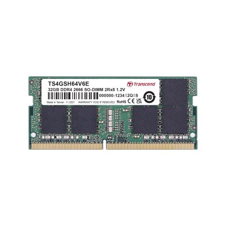 Transcend 32 GB DDR4 Desktop, Laptop RAM, 2666Mbit/s, SODIMM, 1.2V [TS4GSH64V6E]; 175-451