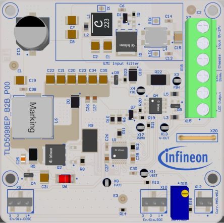 Infineon TLD5098EPB2BEVALKITTOBO1, Boost To Battery Evaluation Kit LED Evaluation Kit for TLD5098EP for LEDs [TLD5098EPB2BEVALKITTOBO1]; 179-955