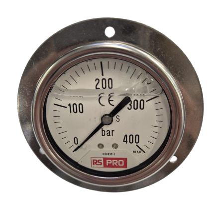 RS PRO BSP 1/4 Analogue Pressure Gauge 400bar Bottom Entry 63mm Outside Diameter [0]; 179-993