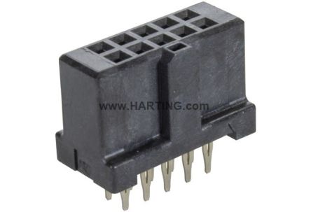 HARTING 09195 Series Straight PCB PCB Header, 10 Contact(s), 2.54 mm Pitch, 2 Row(s), Shrouded [09195106829]; 180-019