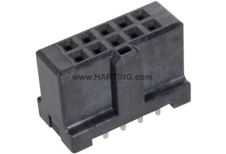 HARTING 09195 Series Straight PCB PCB Header, 10 Contact(s), 2.54 mm Pitch, 2 Row(s), Shrouded [09195107824]; 180-021