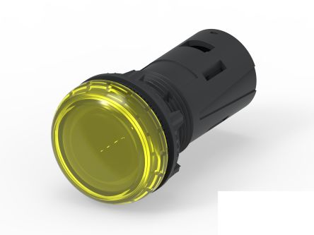TE Connectivity, 2489541, Screw Mount Yellow LED Pilot Light, 19.6mm Cutout, IP20, IP65, Dome, 12V ac/dc [2489541-3]; 180-217