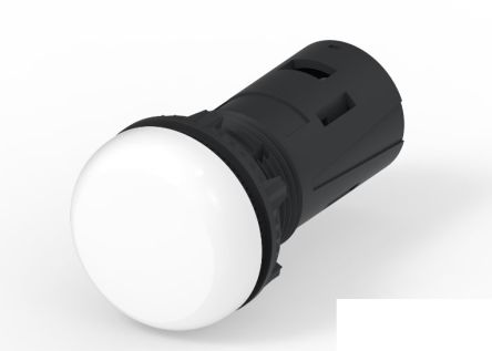 TE Connectivity, 3-2489541, Screw Mount White LED Pilot Light, 19.6mm Cutout, IP20, IP65, Dome, 415V ac [3-2489541-5]; 180-246
