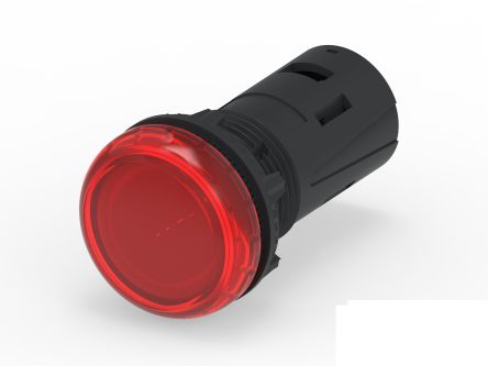 TE Connectivity, 2489541, Screw Mount Red LED Pilot Light, 19.6mm Cutout, IP20, IP65, Dome, 12V ac/dc [2489541-1]; 180-273