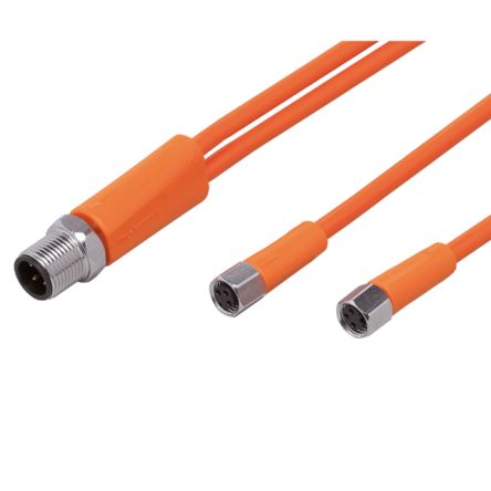 ifm electronic Straight Male 1 way M12 to Straight Female 2 way M8 Sensor Actuator Cable, 600mm [EVT338]; 184-259