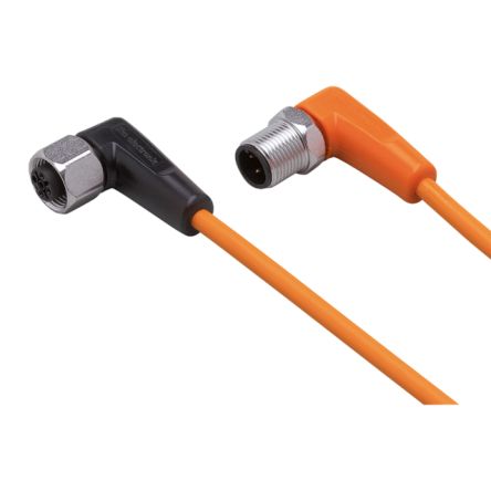 ifm electronic Right Angle Male 1 way M12 to Right Angle Female 1 way M12 Sensor Actuator Cable, 300mm [EVT083]; 184-315