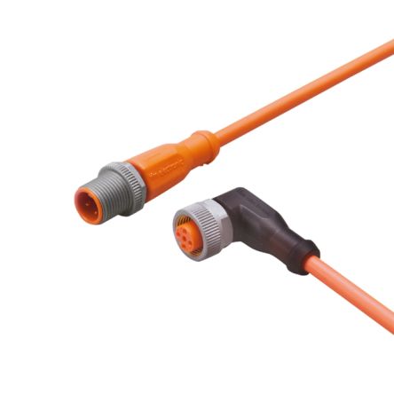 ifm electronic Straight Male 1 way M12 to Right Angle Female 1 way M12 Sensor Actuator Cable, 2m [EVW119]; 184-452