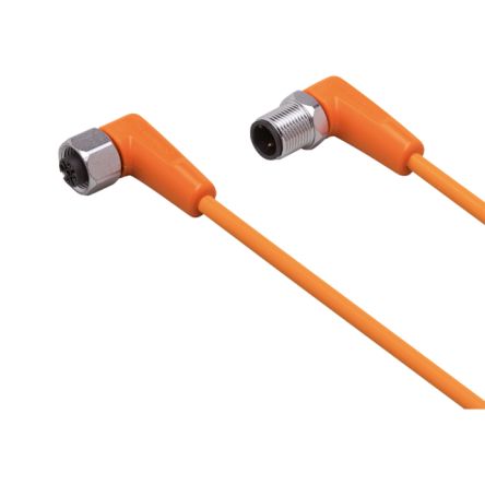 ifm electronic Right Angle Male 1 way M12 to Right Angle Female 1 way M12 Sensor Actuator Cable, 10m [EVT114]; 184-475