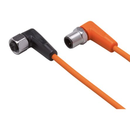 ifm electronic Right Angle Male 1 way M12 to Right Angle Female 1 way M12 Sensor Actuator Cable, 300mm [EVT080]; 184-550
