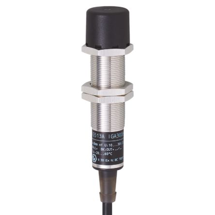 ifm electronic Inductive Threaded Barrel Proximity Sensor, M18, 8 mm Detection, PNP/NPN NO/NC, 10 → 30 V dc [IG515A]; 184-669