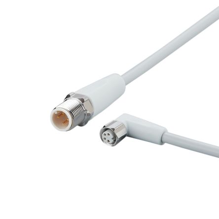 ifm electronic Straight Male 4 way M12 to Right Angle Female 4 way M8 Communication Cable, 1.5m [EVF259]; 184-926