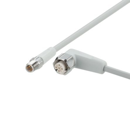 ifm electronic Straight Male 4 way M8 to Right Angle Female 5 way M12 Communication Cable, 300mm [EVF265]; 184-928