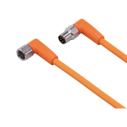 ifm electronic Right Angle Male 1 way M8 to Right Angle Female 1 way M8 Sensor Actuator Cable, 2m [EVT199]; 185-017
