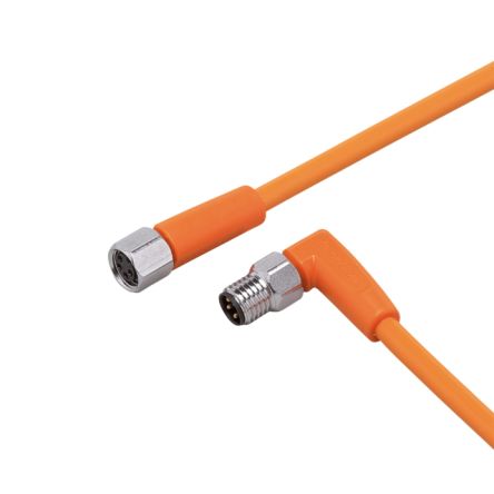 ifm electronic Right Angle Male 1 way M8 to Straight Female 1 way M8 Sensor Actuator Cable, 2m [EVT193]; 185-054
