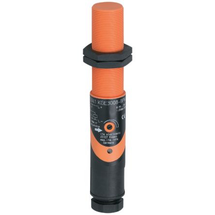 ifm electronic Capacitive Threaded Barrel Proximity Sensor, M18, 8 mm Detection, PNP NO, 10 → 36 V dc [KG5041]; 185-380