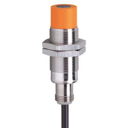 ifm electronic Inductive Threaded Barrel Proximity Sensor, M18, 8 mm Detection, NPN NO, 10 → 30 V dc [IG7107]; 185-540
