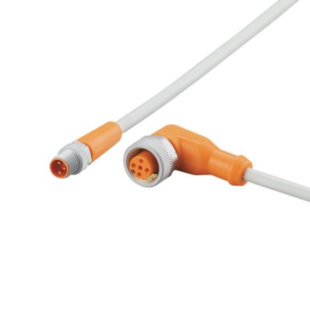 ifm electronic Straight Male 1 way M8 to Right Angle Female 1 way M12 Sensor Actuator Cable, 600mm [EVW091]; 185-616