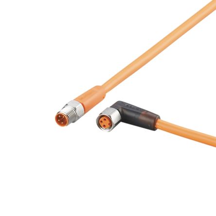 ifm electronic Straight Male 1 way M8 to Right Angle Female 1 way M8 Sensor Actuator Cable, 2m [EVT207]; 185-703
