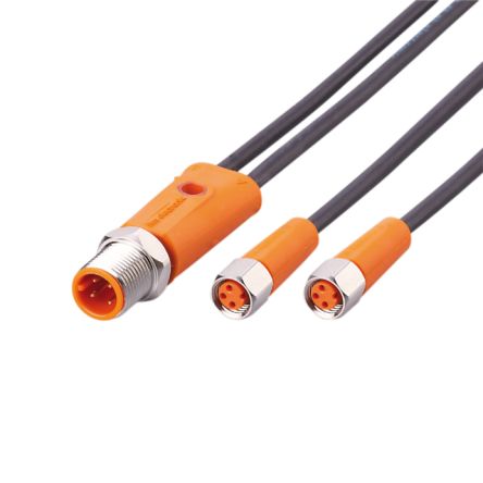 ifm electronic Straight Male 1 way M12 to Straight Female 2 way M8 Sensor Actuator Cable, 120mm [EVM064]; 185-705