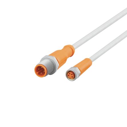ifm electronic Straight Male 1 way M12 to Straight Female 1 way M8 Sensor Actuator Cable, 300mm [EVW085]; 185-706