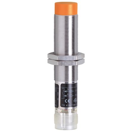 ifm electronic Inductive Threaded Barrel Proximity Sensor, M18, 8 mm Detection, PNP NO, 10 → 36 V dc [IG5893]; 185-741