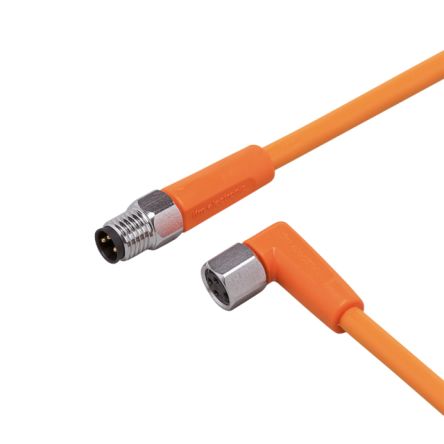 ifm electronic Straight Male 1 way M8 to Right Angle Female 1 way M8 Sensor Actuator Cable, 600mm [EVT149]; 185-857