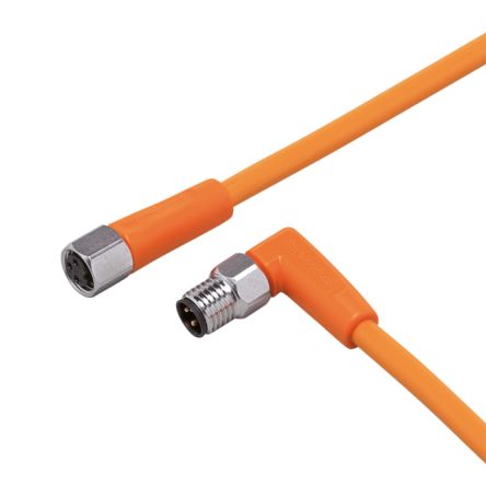 ifm electronic Right Angle Male 1 way M8 to Straight Female 1 way M8 Sensor Actuator Cable, 300mm [EVT160]; 185-860